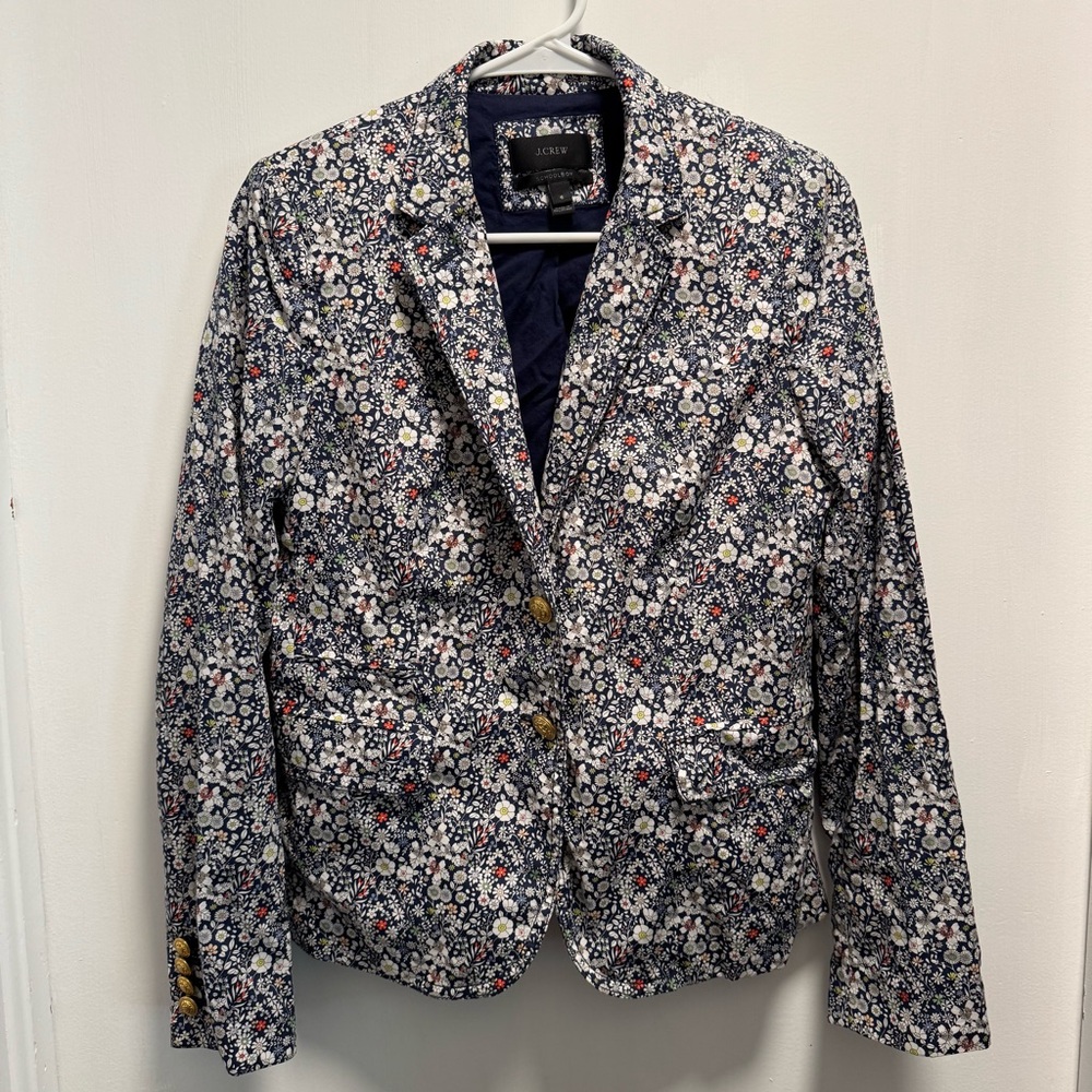 J. Crew Schoolboy Blazer Floral Liberty Art Fabrics Womens Size 6 Gold Buttons